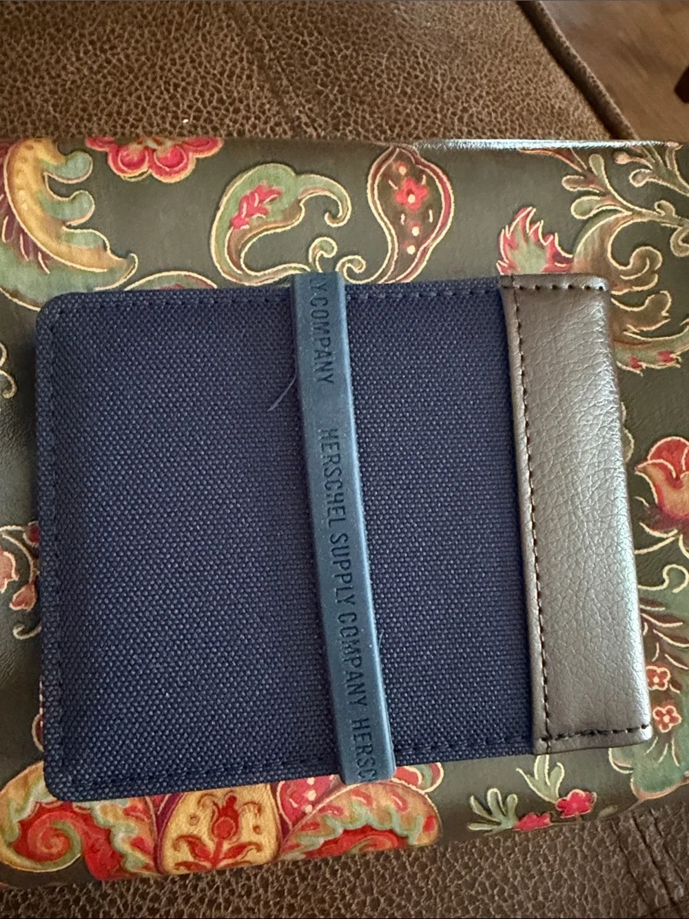 Herschel Supply Company Navy and Brown RFID Card Holder/trifold Wallet